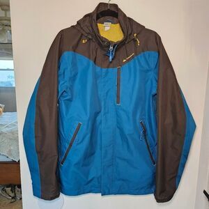 VGUC Quechua Forclaz 100 Rain Jacket Lyons Wenge Medium Teal Black